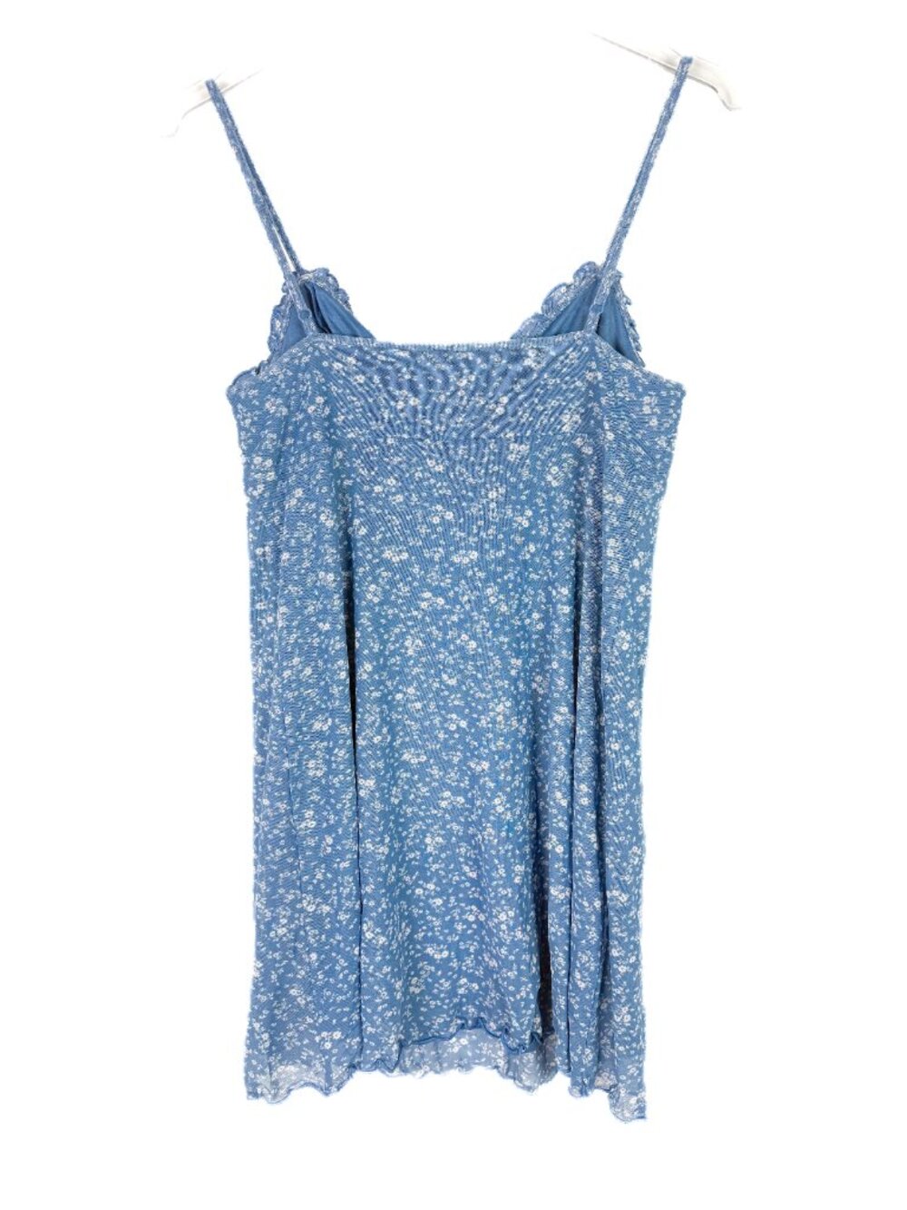 American Eagle Babydoll Mini Mesh Ditsy Floral Dress Blue Size Medium M EUC - Picture 8 of 10